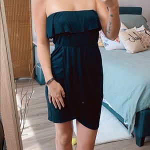 Black Casual strapless dress